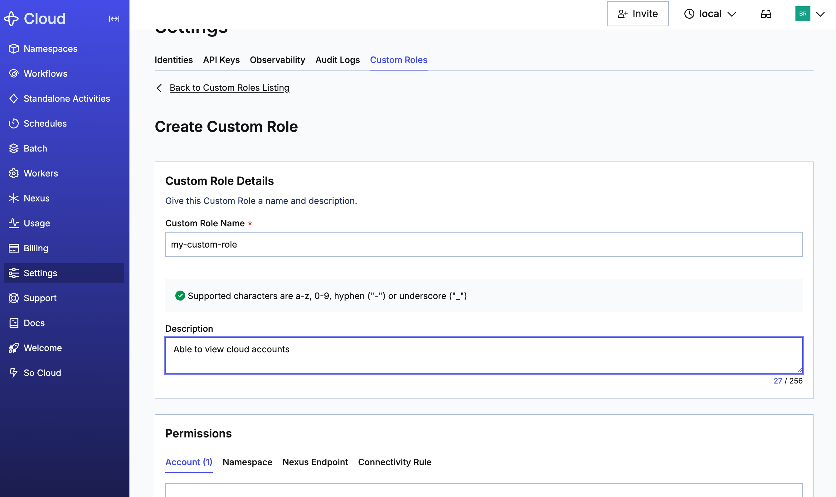Creating a new custom role